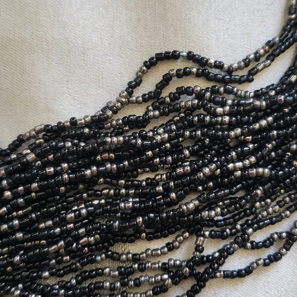 Vintage Bead Statement Necklace Black Silver - Picture 3 of 7